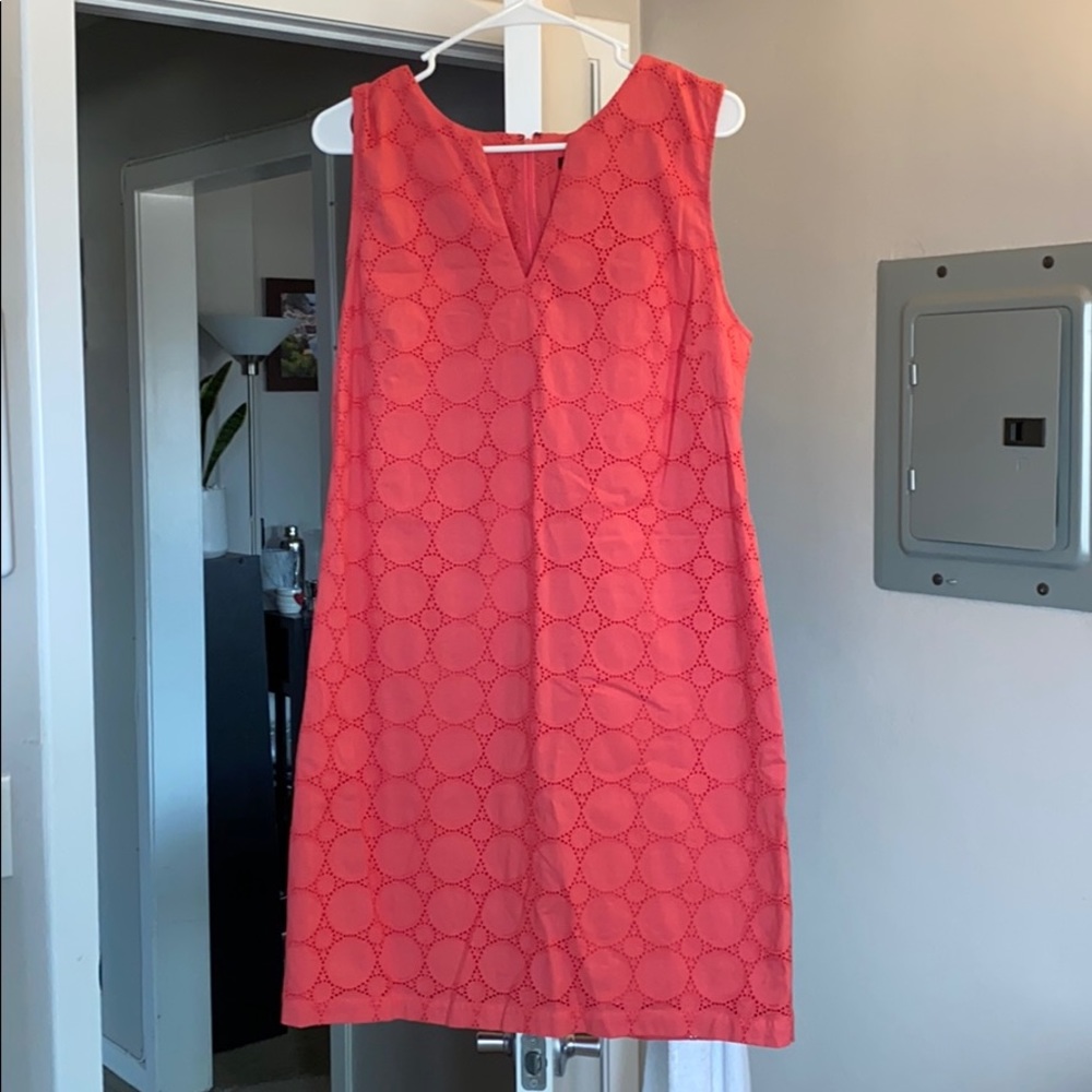 Eyelet salmon summer cocktail dress